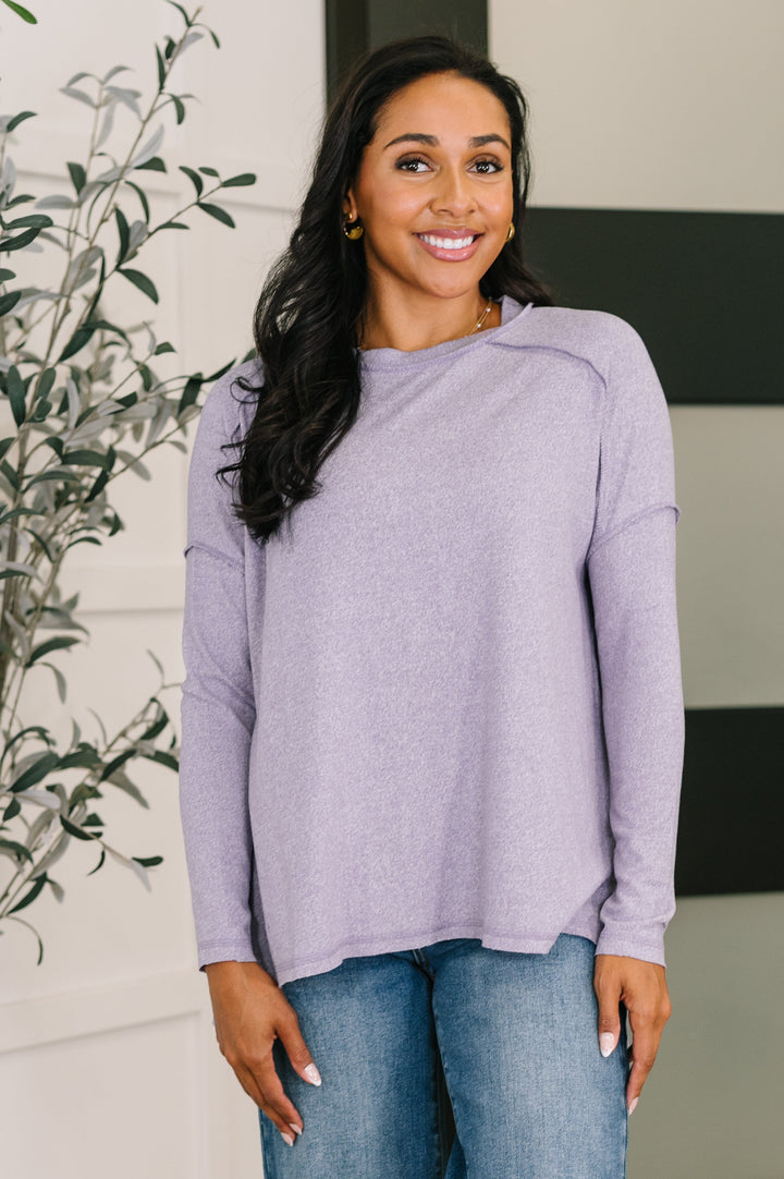 Mellow Mood Heathered Pullover in Lavender   Womens Joy & Country