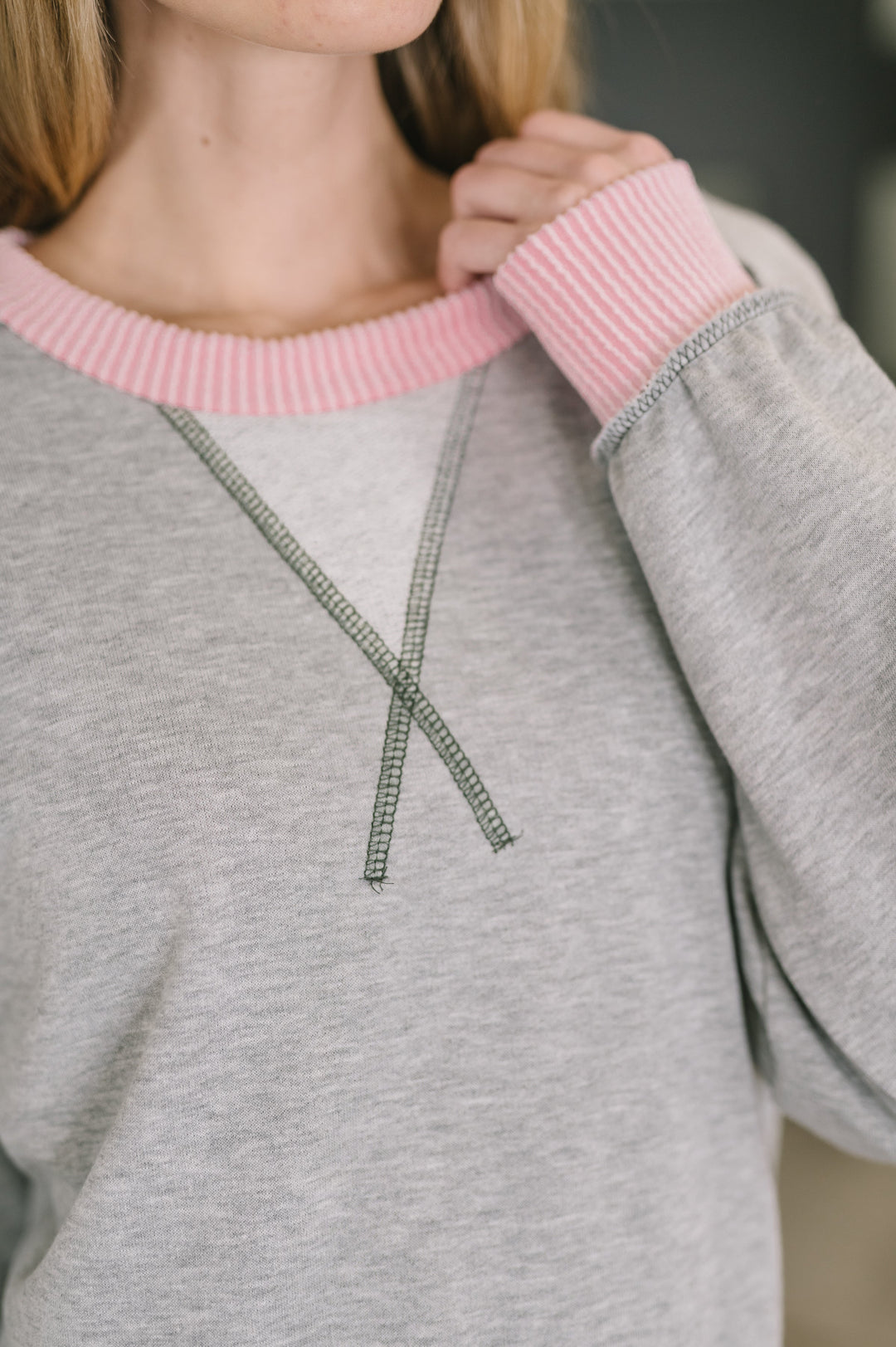 Midnight Cravings Trim Accent Pullover in Grey   Womens Joy & Country