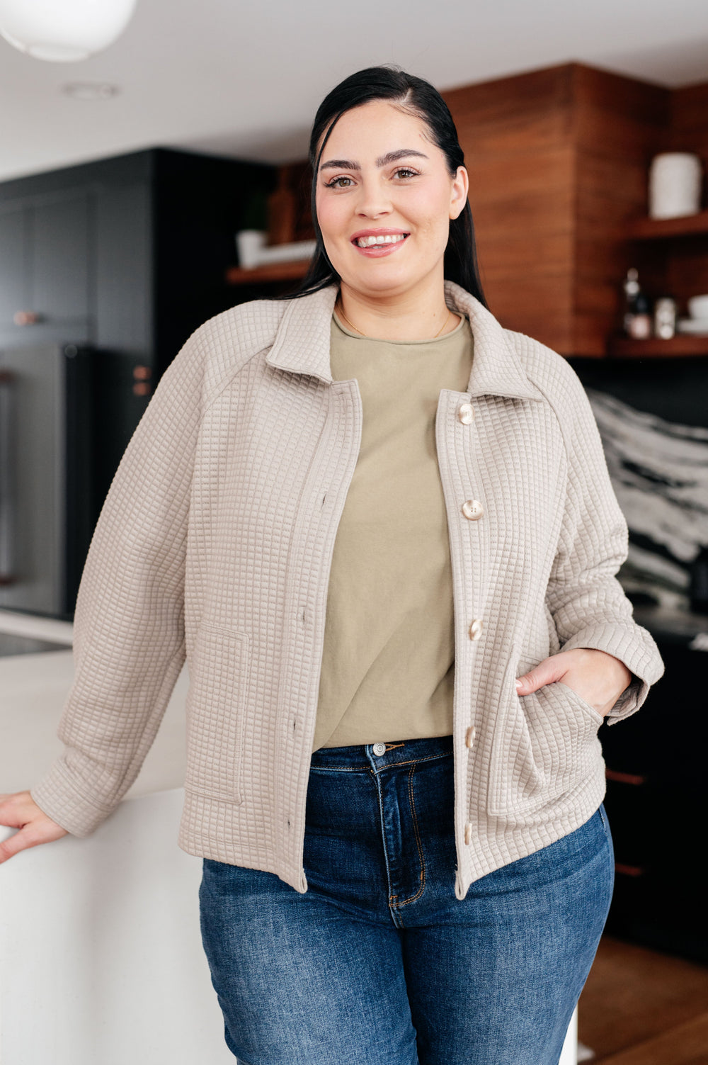 My Best Offer Quilted Texture Shacket   Layers Joy & Country