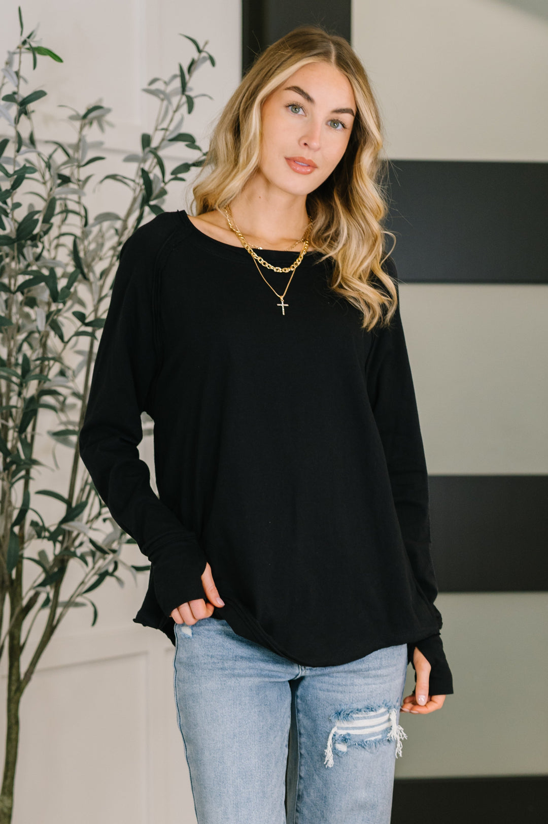 Nice to Each Other Raglan Sleeve Top in Black   Womens Joy & Country