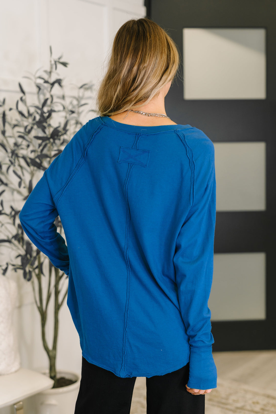 Nice to Each Other Raglan Sleeve Top in Classic Blue   Womens Joy & Country
