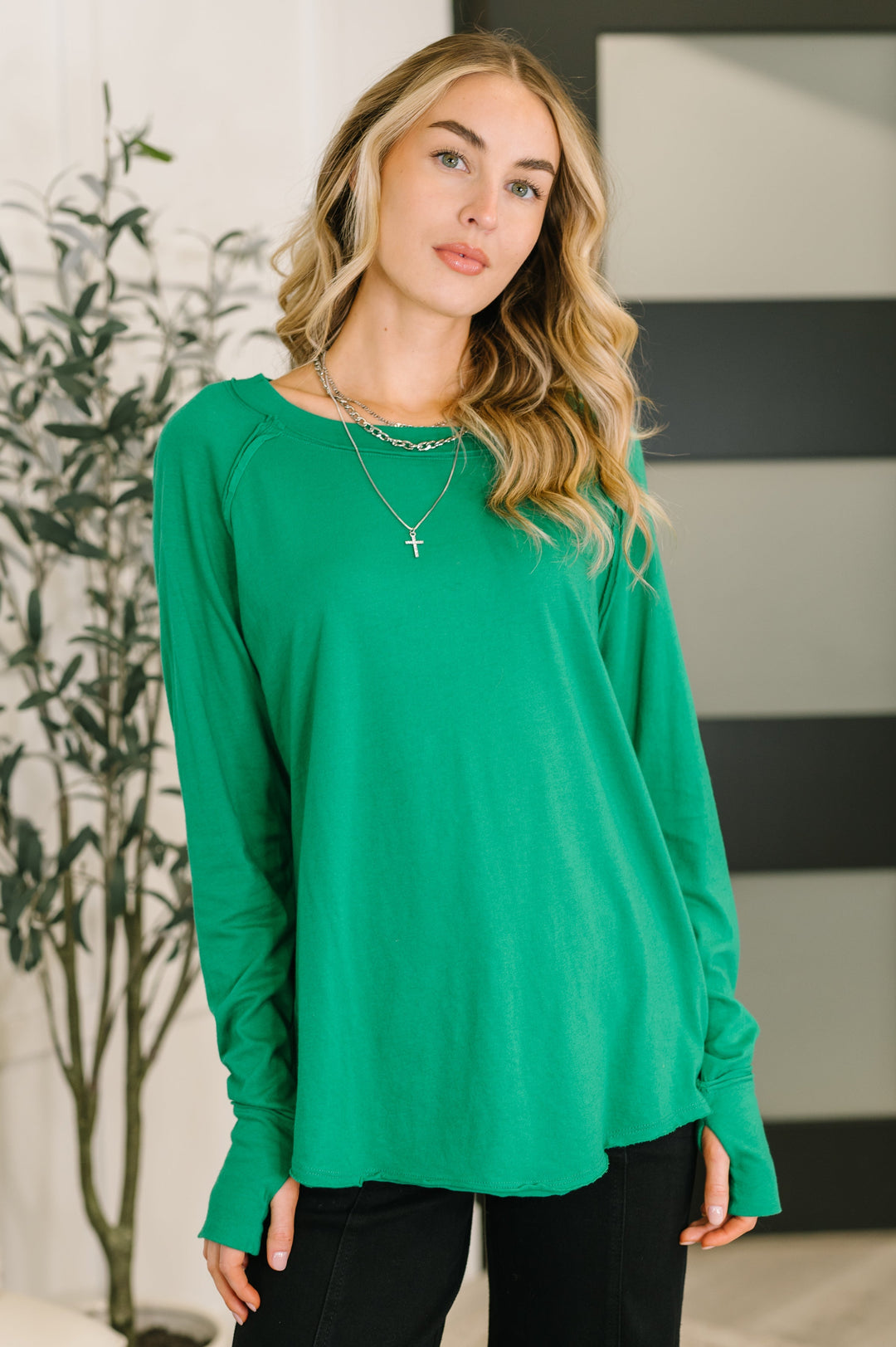 Nice to Each Other Raglan Sleeve Top in Kelly Green   Womens Joy & Country