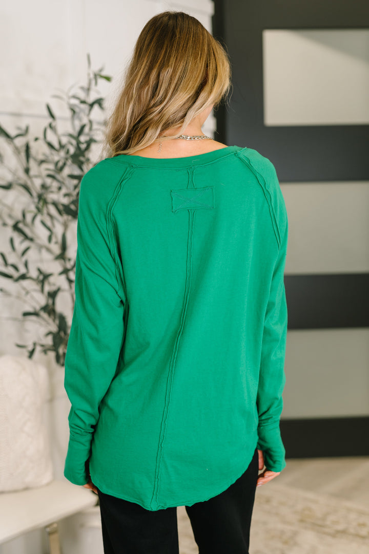 Nice to Each Other Raglan Sleeve Top in Kelly Green   Womens Joy & Country