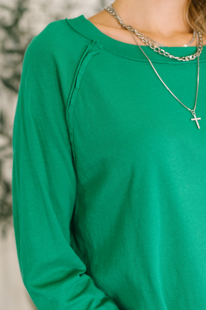 Nice to Each Other Raglan Sleeve Top in Kelly Green   Womens Joy & Country