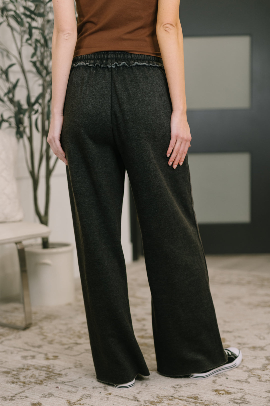 Nights Like This High Waist Palazzo Sweats in Ash Black   Womens Joy & Country