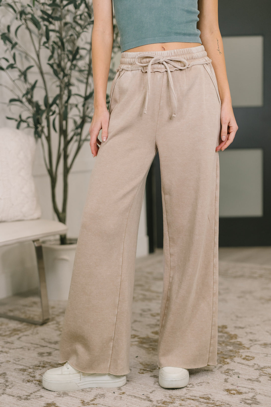 Nights Like This High Waist Palazzo Sweats in Ash Mocha   Womens Joy & Country