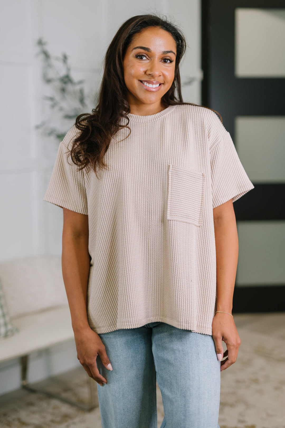 Not That complicated Textured Boxy Tee in Ash Mocha   Womens Joy & Country