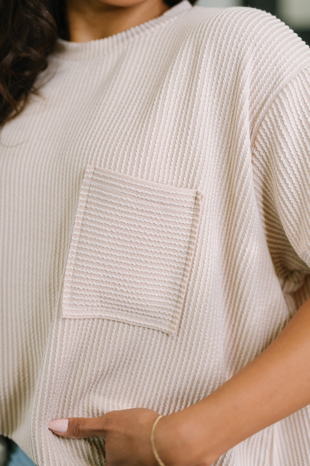 Not That complicated Textured Boxy Tee in Ash Mocha   Womens Joy & Country