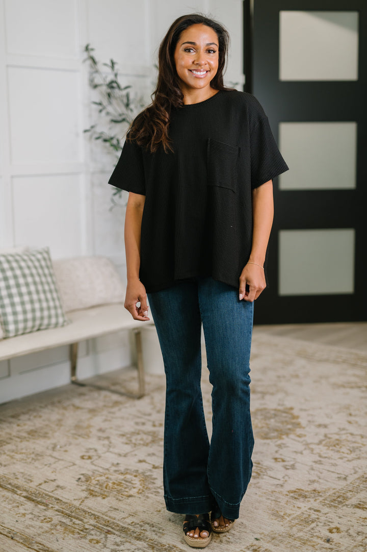 Not That complicated Textured Boxy Tee in Black   Womens Joy & Country