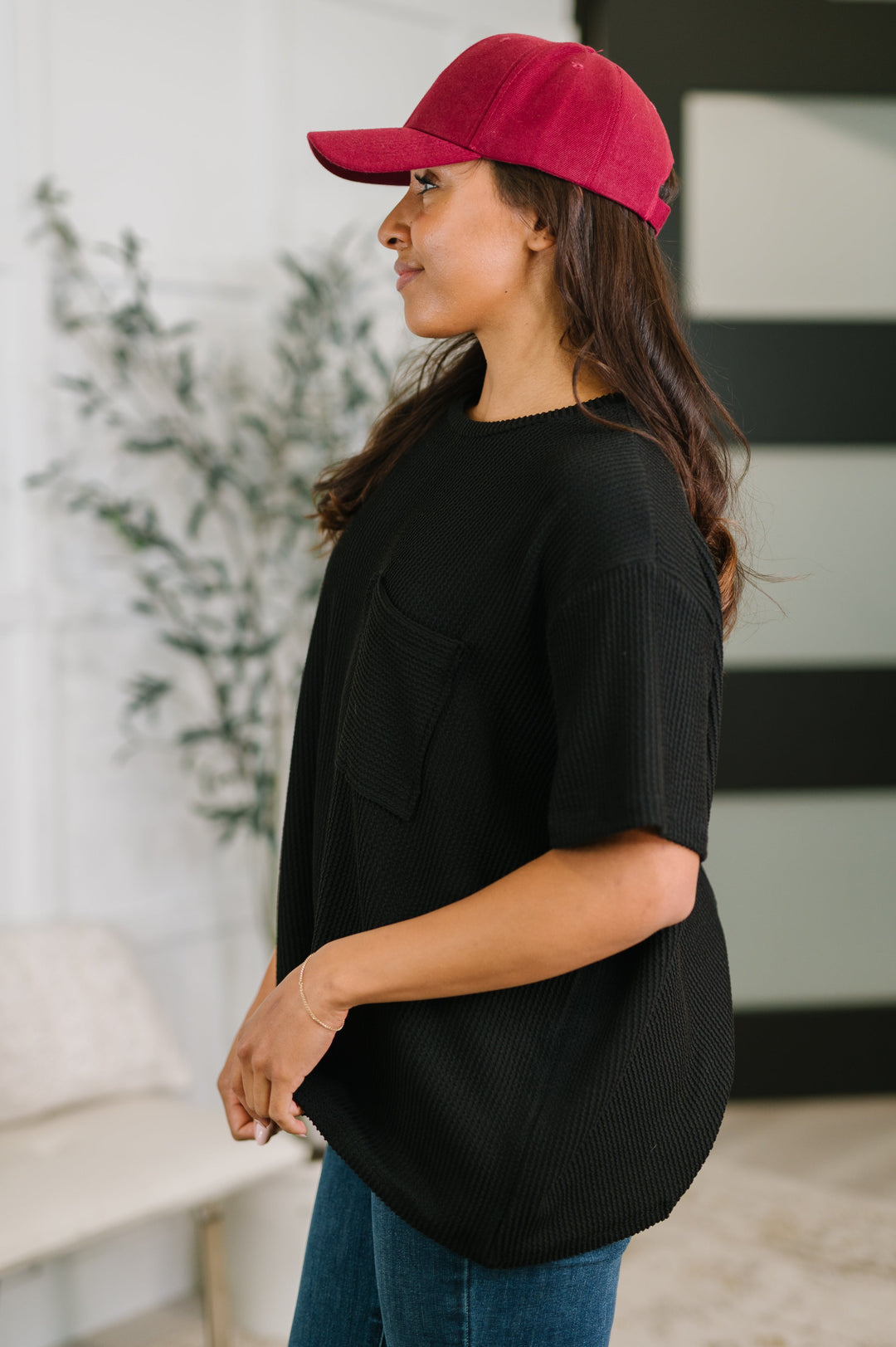 Not That complicated Textured Boxy Tee in Black   Womens Joy & Country