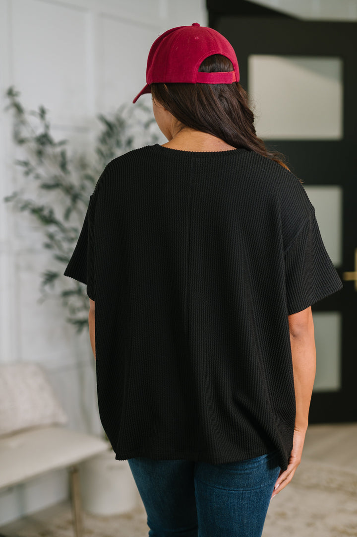 Not That complicated Textured Boxy Tee in Black   Womens Joy & Country