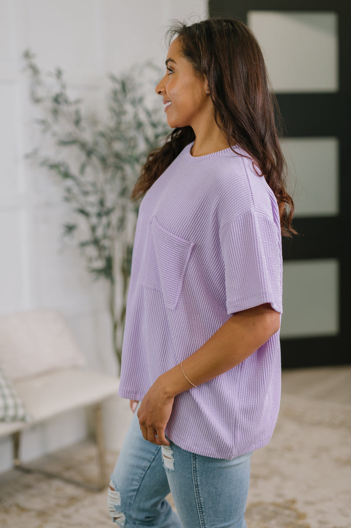 Not That complicated Textured Boxy Tee in Lavender   Womens Joy & Country