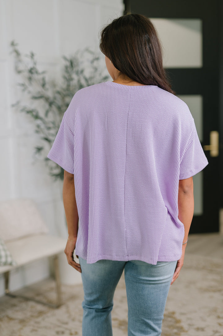 Not That complicated Textured Boxy Tee in Lavender   Womens Joy & Country