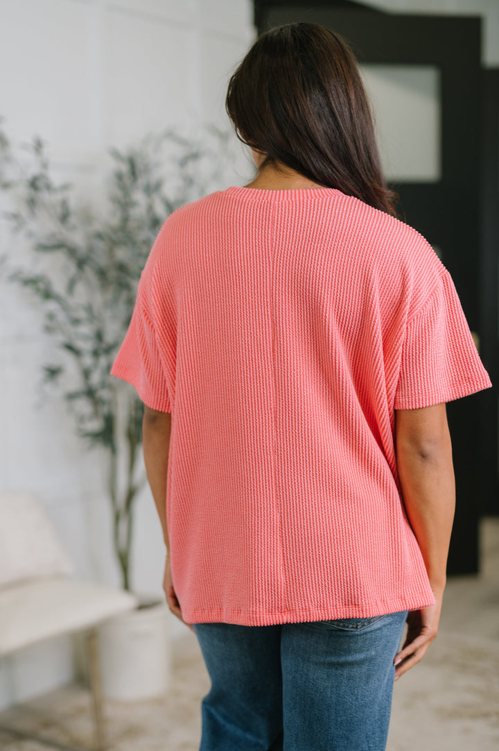 Not That complicated Textured Boxy Tee in Salmon   Womens Joy & Country