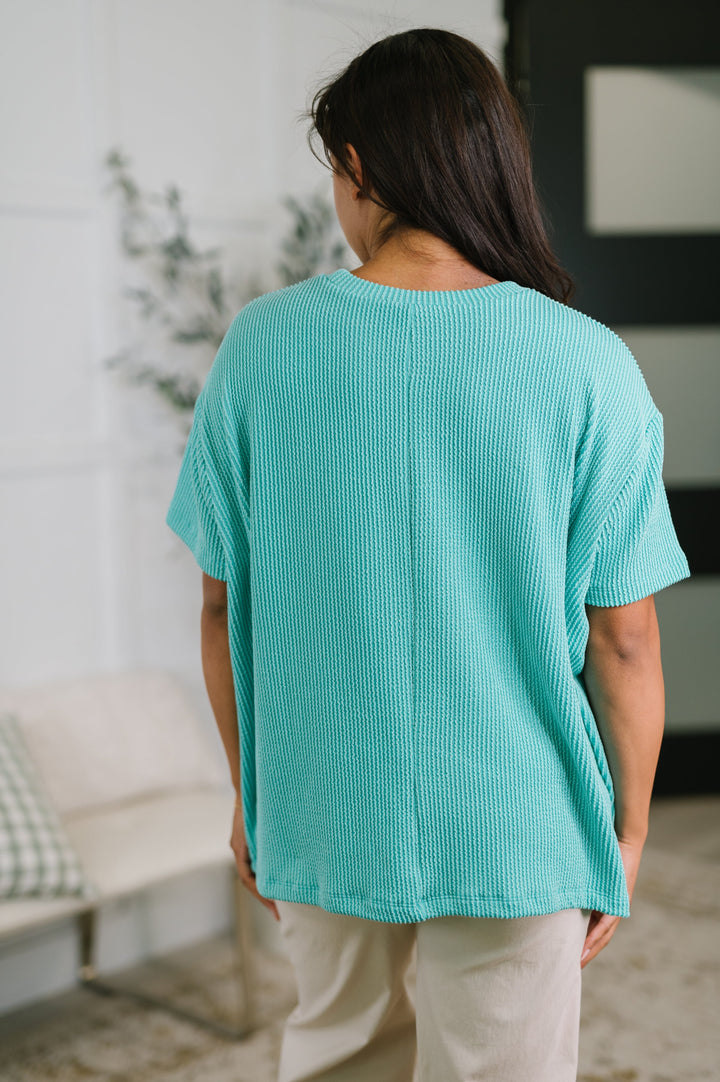 Not That Complicated Textured Boxy Tee in Turquoise   Womens Joy & Country