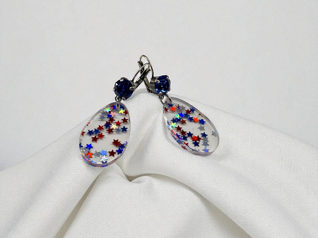 [PRE-ORDER] Crystal Acrylic Tear Drop Lever-Back Earrings [SHIPS IN 1-2 WEEKS]