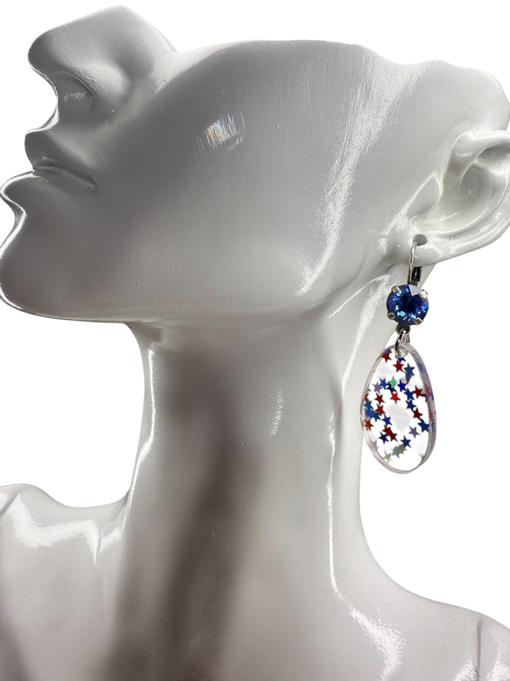 [PRE-ORDER] Crystal Acrylic Tear Drop Lever-Back Earrings [SHIPS IN 1-2 WEEKS]