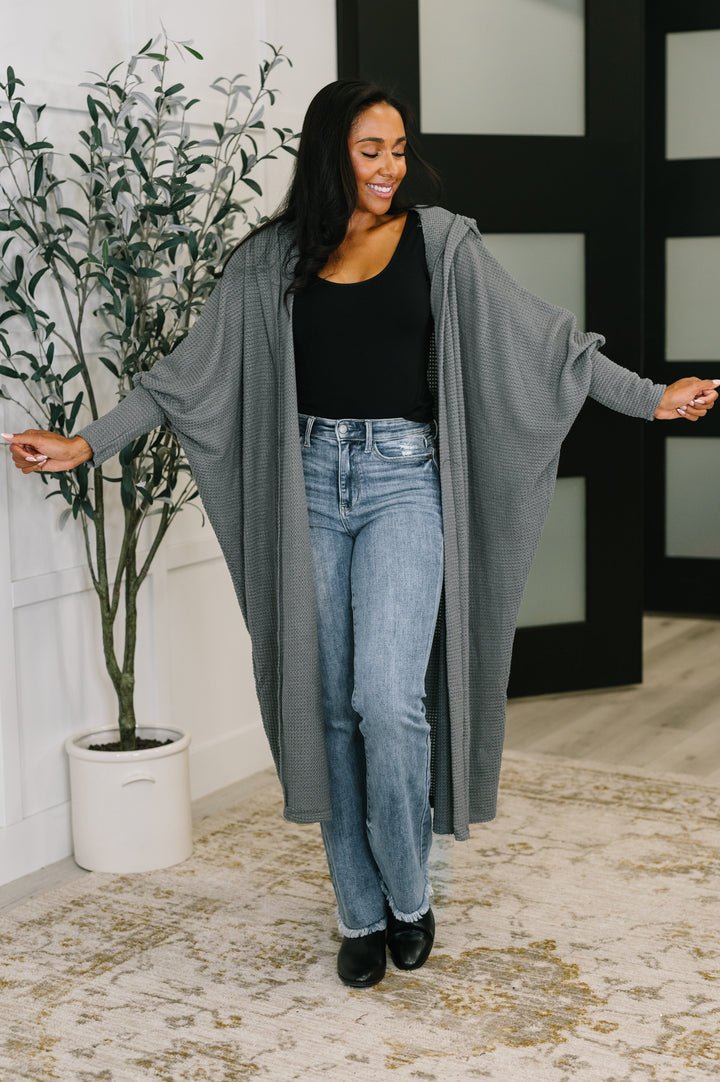 Pamper Travel Hooded Cardigan in Charcoal   Womens Joy & Country