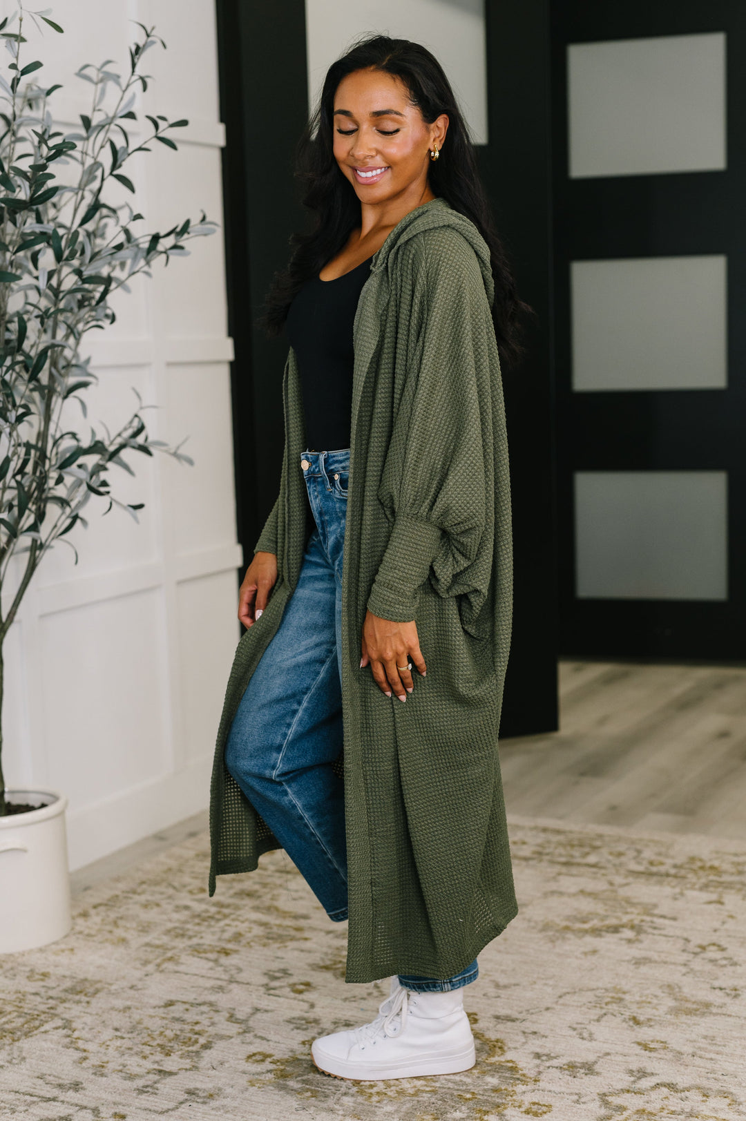 Pamper Travel Hooded Cardigan in Olive   Womens Joy & Country