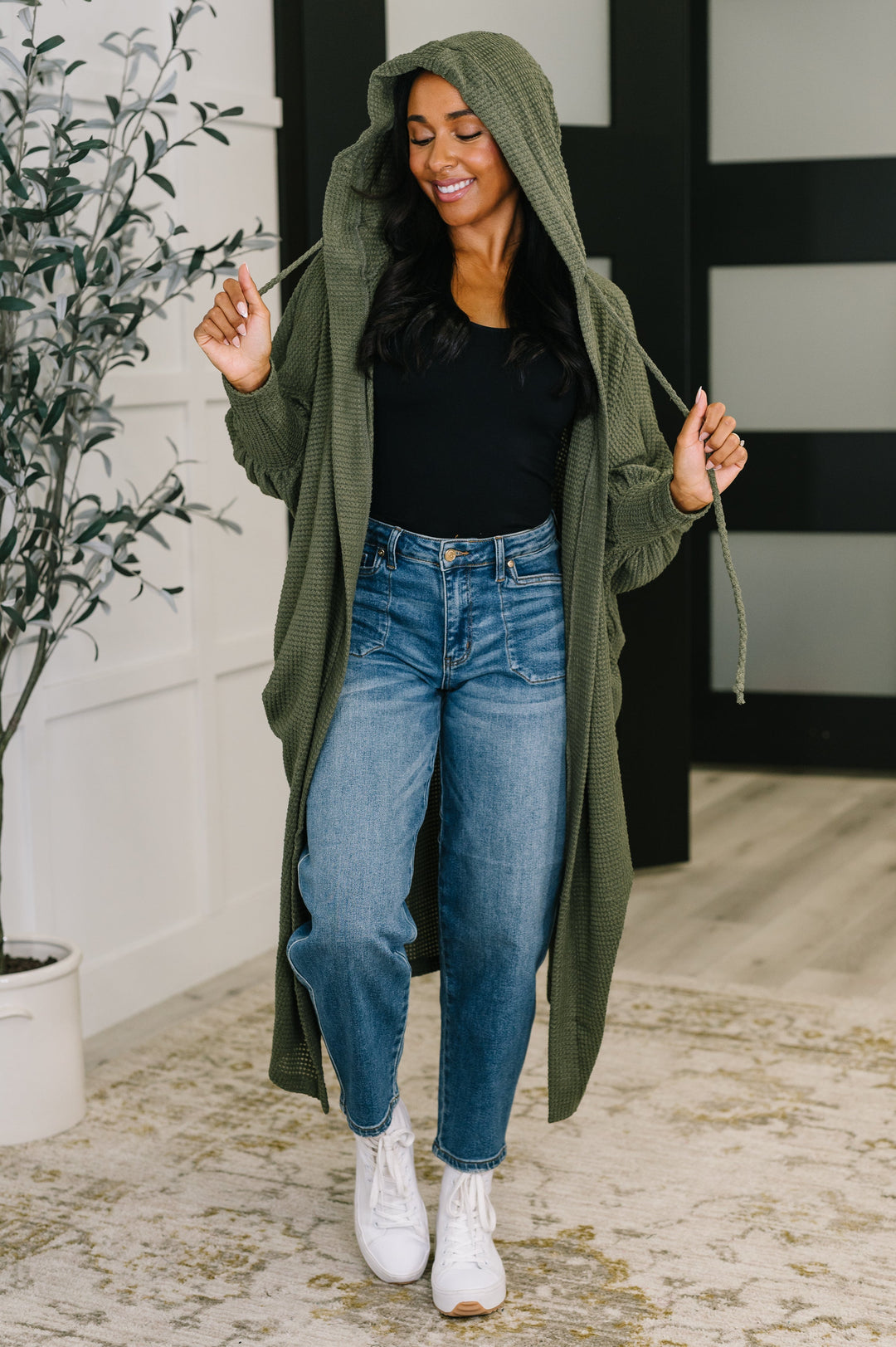 Pamper Travel Hooded Cardigan in Olive   Womens Joy & Country