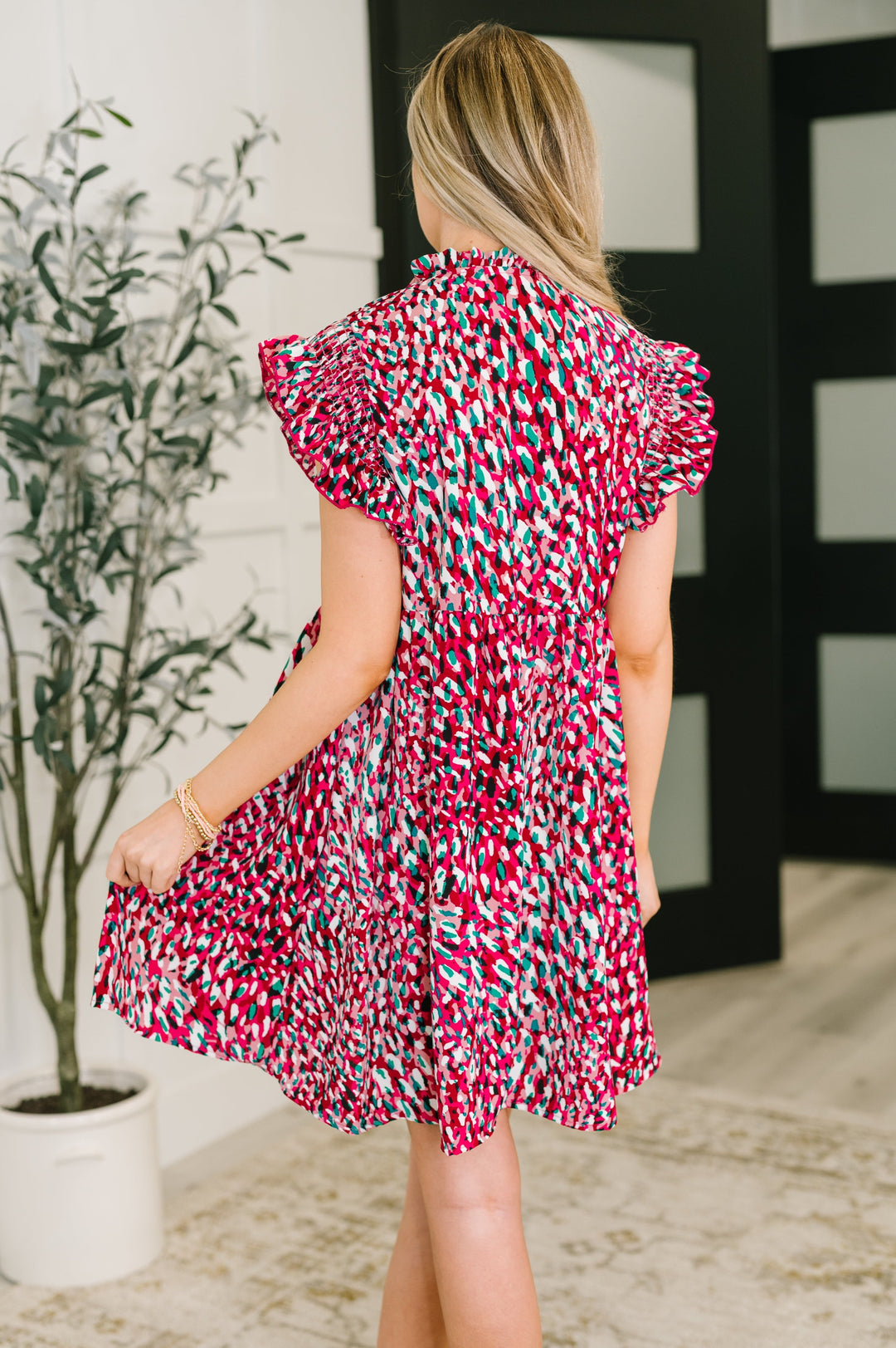 Pattern Pending Bow Detail Dress in Fuchsia and Black   Womens Joy & Country