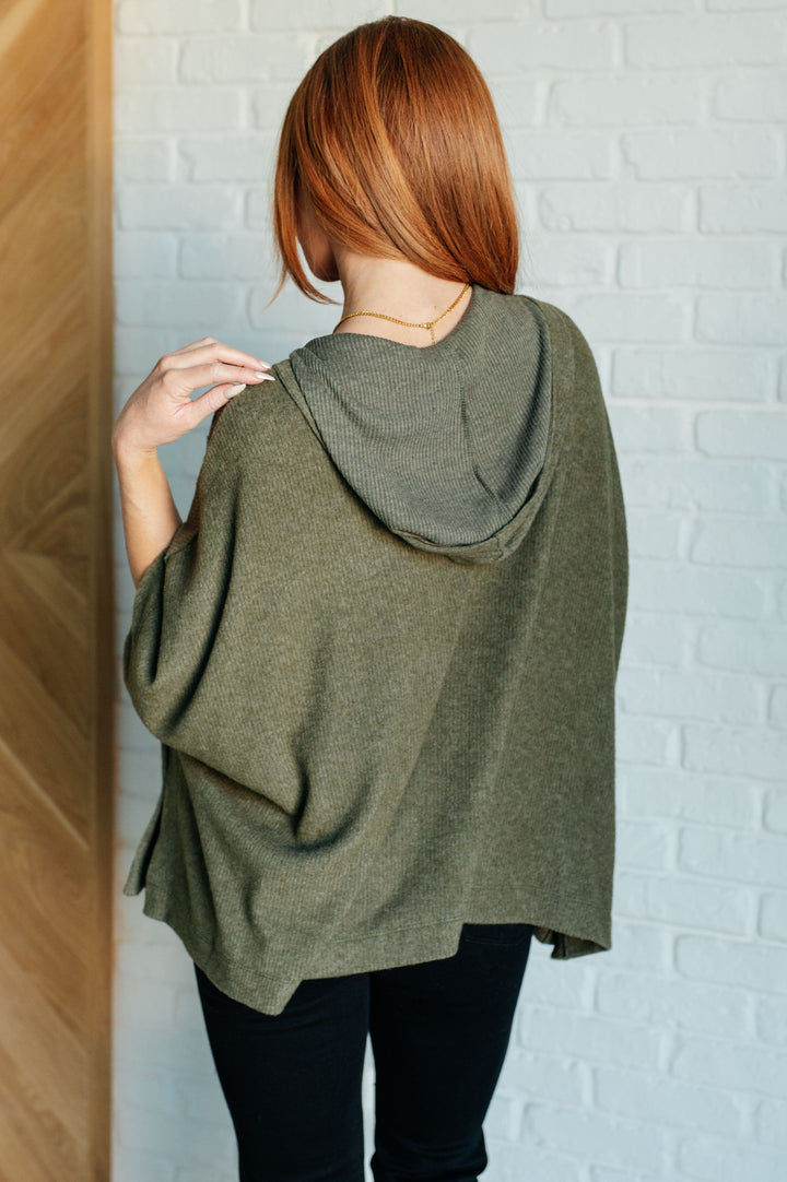 Perfectly Poised Hooded Poncho in Olive   Layers Joy & Country