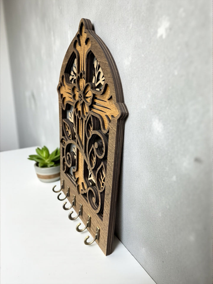 [PRE-ORDER] Handmade 3D Wooden Cross Key/Jewelry Holder | Made in the USA [SHIPS IN 1-2 WEEKS]