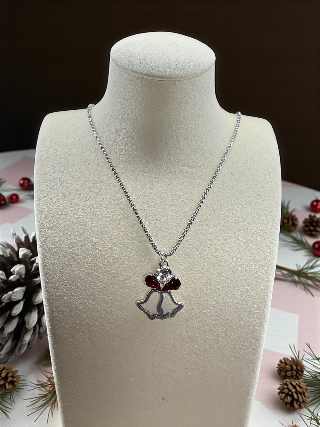 [PRE-ORDER] Christmas Bells Crystal Accent Necklace [SHIPS IN 1-2 WEEKS]