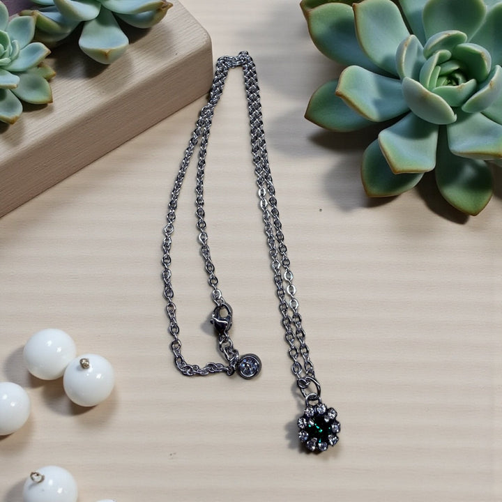 [PRE-ORDER] Surrounded By Grace - Crystal Circle Rhinestone Necklace - Green [SHIPS IN 1-2 WEEKS]   Necklaces Joy & Country