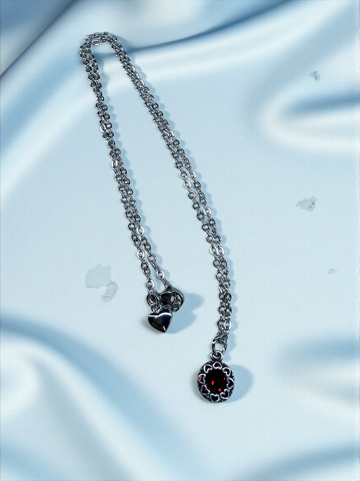 [PRE-ORDER] Surrounded By His Love Crystal Necklace W/ Hearts [SHIPS IN 1-2 WEEKS]