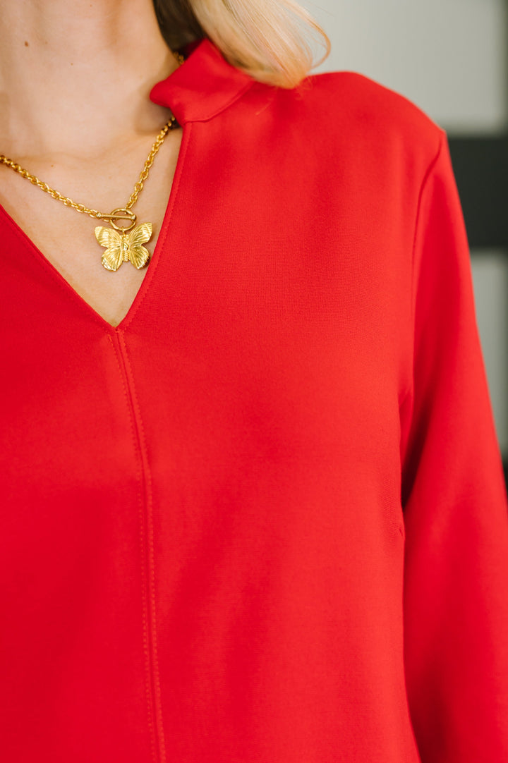 Portfolio Quarter Sleeve Dress in Red   Womens Joy & Country