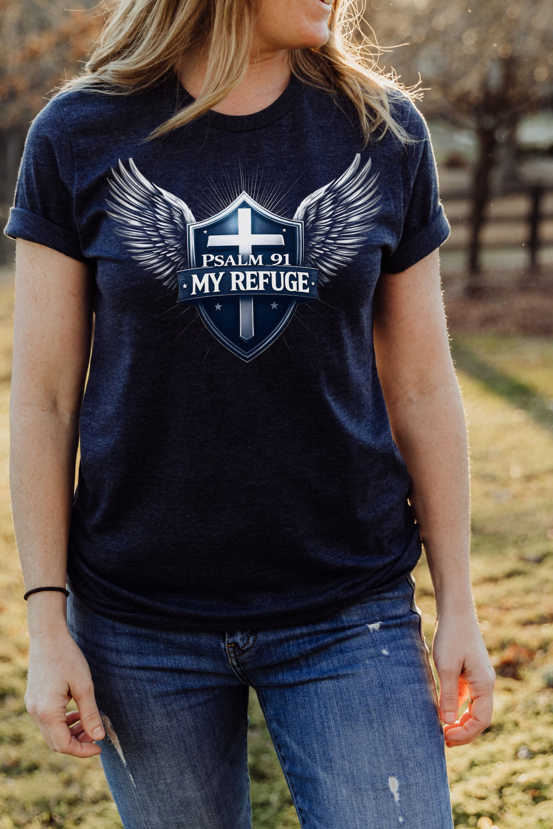 Psalm 91 My Refuge Under His Wings - Unisex Crew-Neck Tee - Joy & Country