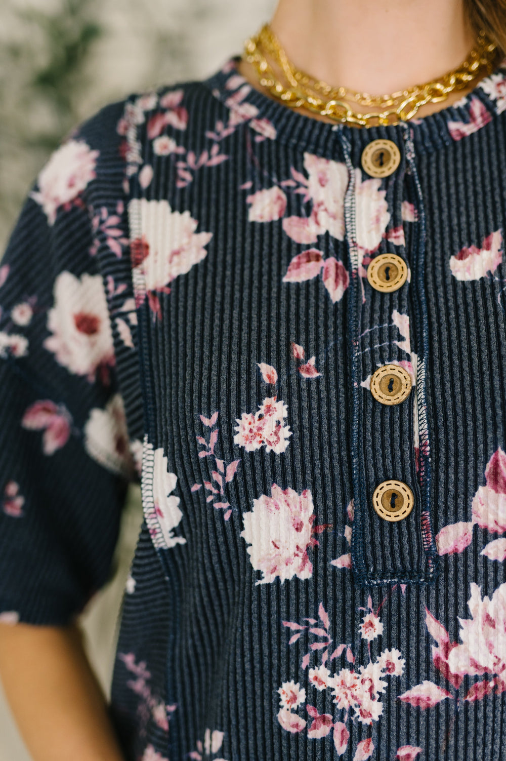 Really Simple Floral Henley Top- 3/3/2026 NEW   Womens Joy & Country