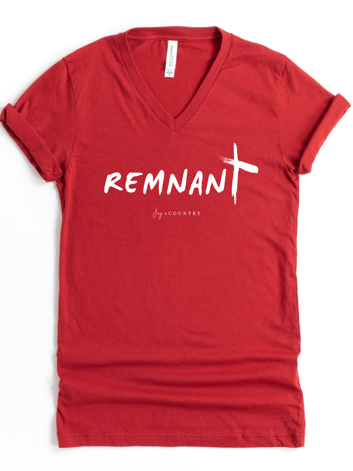 REMNANT with Cross - Unisex V-Neck Tee