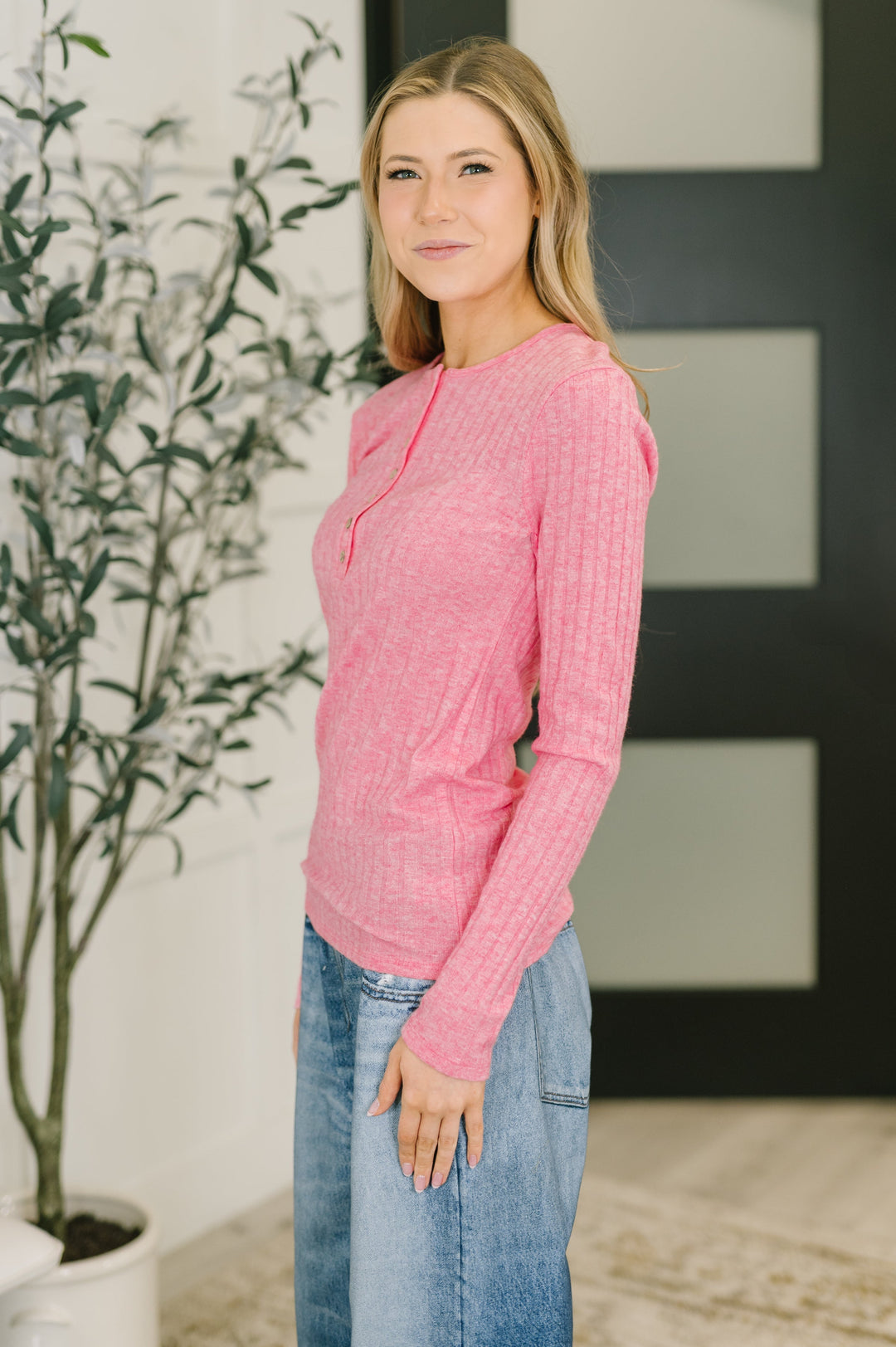 Ribbed Long Sleeve in Fuchsia   Womens Joy & Country