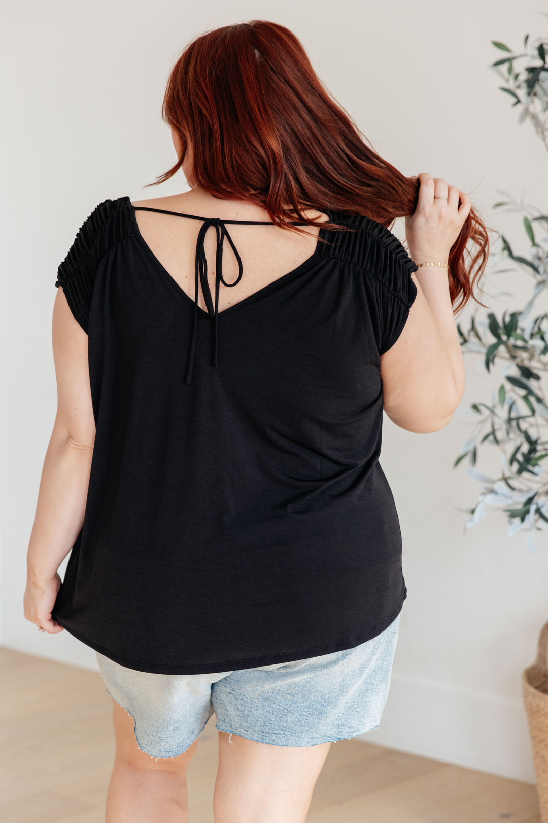 Keeping It Cool - Ruched Top - Black