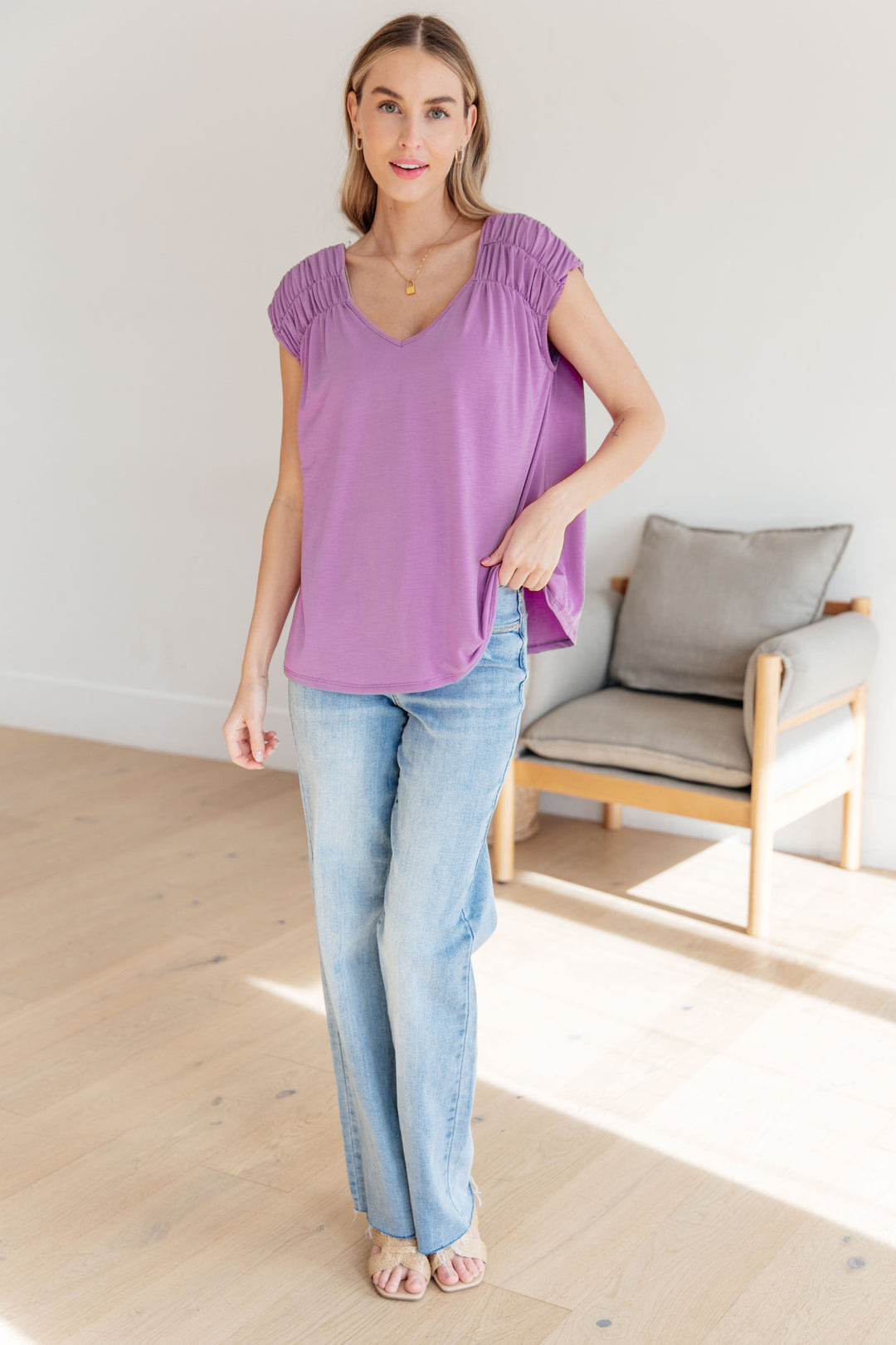 Keeping It Cool - Ruched Top - Lavender