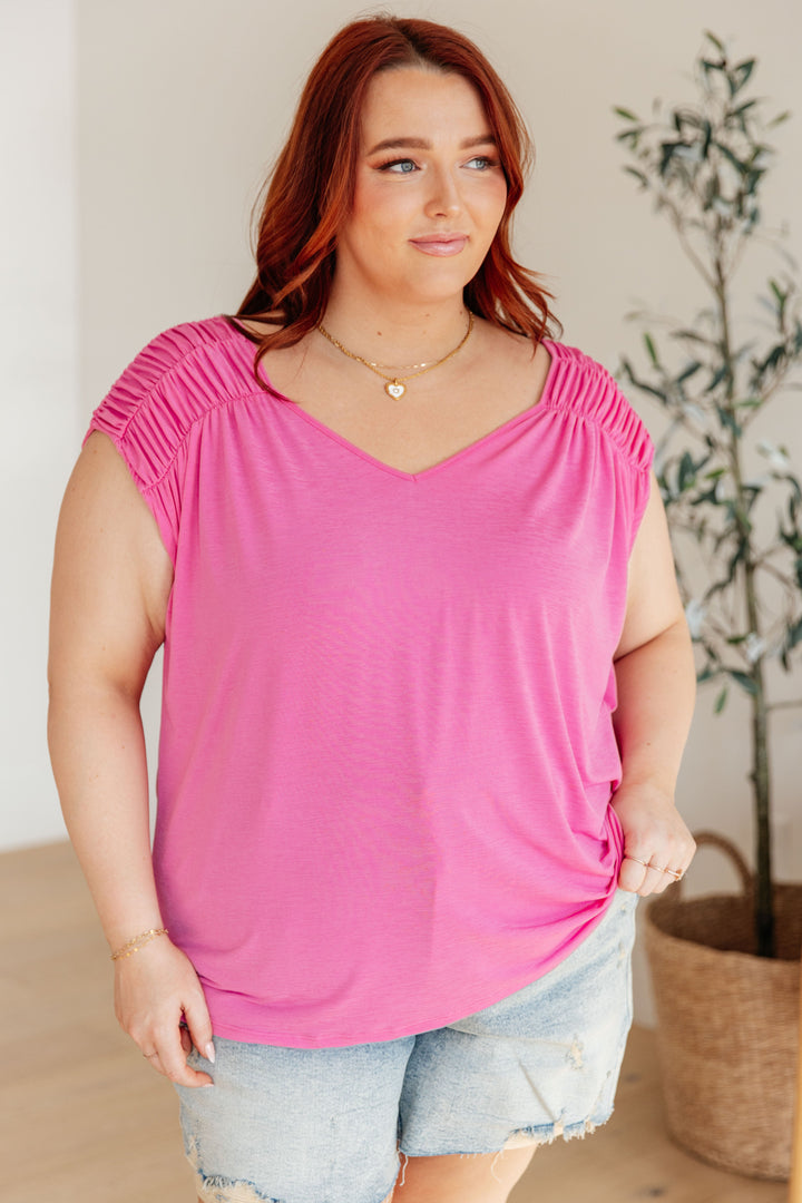 Keeping It Cool - Ruched Top - Magenta