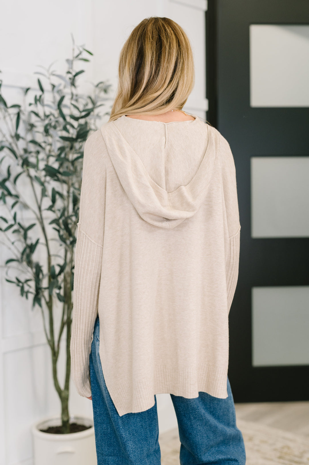 Running Late Hooded Long Sleeve in Beige   Womens Joy & Country