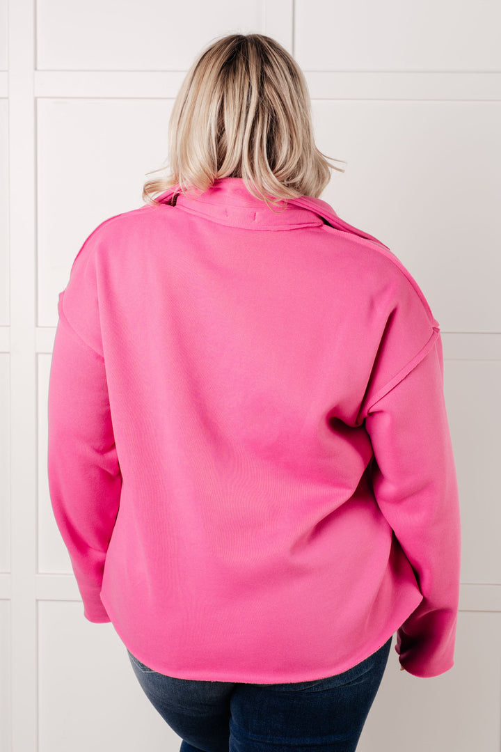 Same Ol' Situation Collared Pullover in Hot Pink   Tops Joy & Country