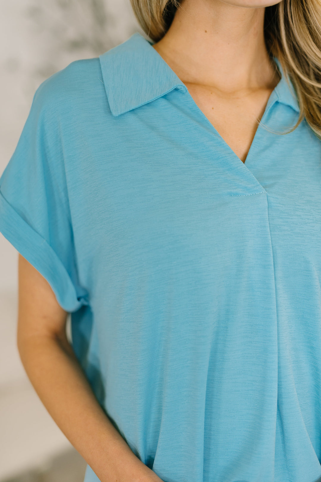 Sea You Soon Collared Top in Costal Blue   Womens Joy & Country