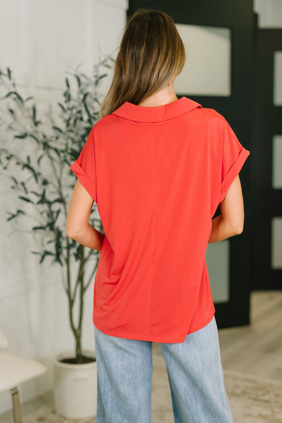 Sea You Soon Collared Top in Hot Coral   Womens Joy & Country
