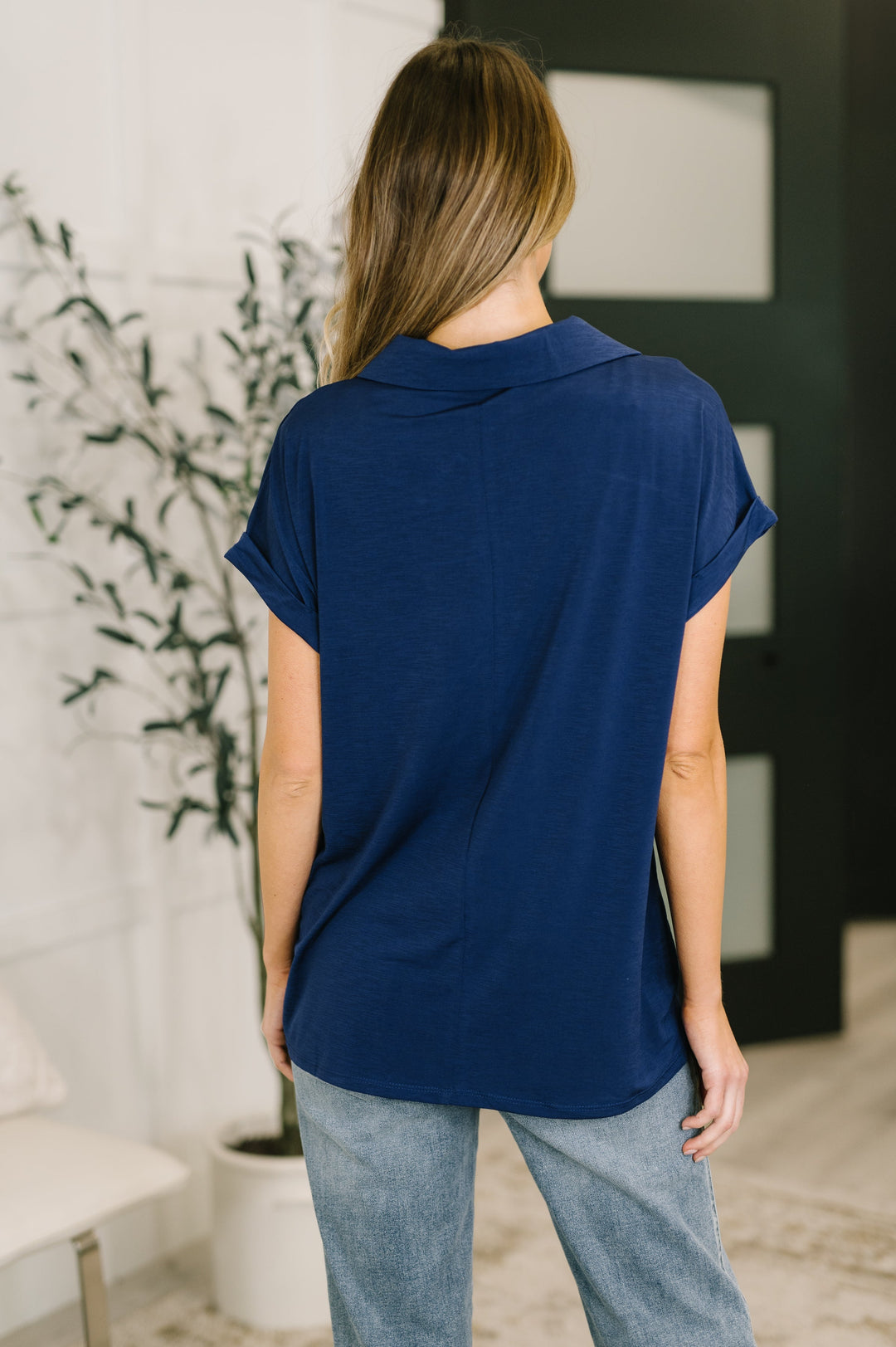 Sea You Soon Collared Top in Navy   Womens Joy & Country