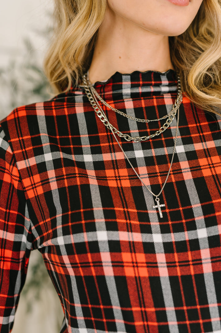 She's Always Changing Plaid Lettuce Hem Top   Womens Joy & Country