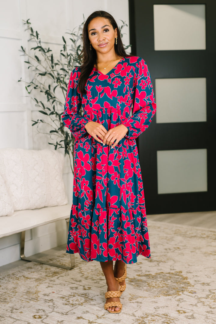 Forever Her V-Neck Flowy Dress