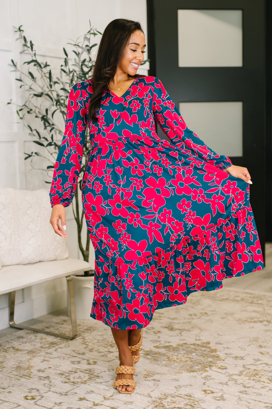 Forever Her V-Neck Flowy Dress