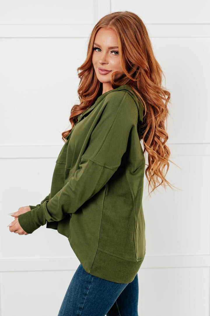 Simple Snug Snap Hooded Pullover   Tops Joy & Country