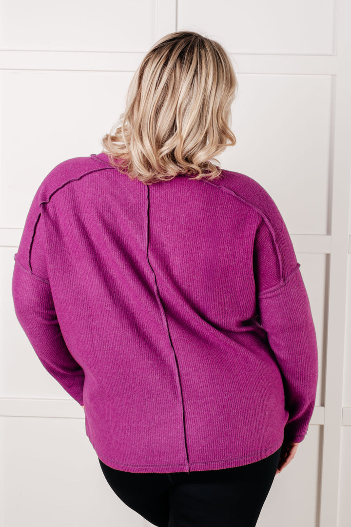 Upscale Cozy Ribbed Hacci Sweater Top - Light Plum   Shirts & Tops Joy & Country