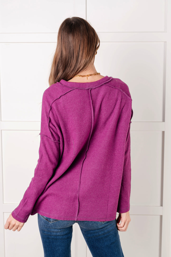 Upscale Cozy Ribbed Hacci Sweater Top - Light Plum   Shirts & Tops Joy & Country