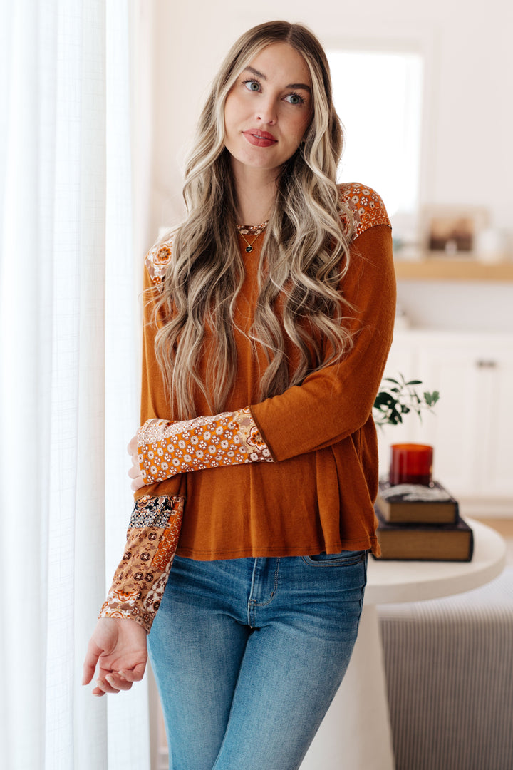 Sipping Iced Tea Mixed Print Hoodie   Tops Joy & Country